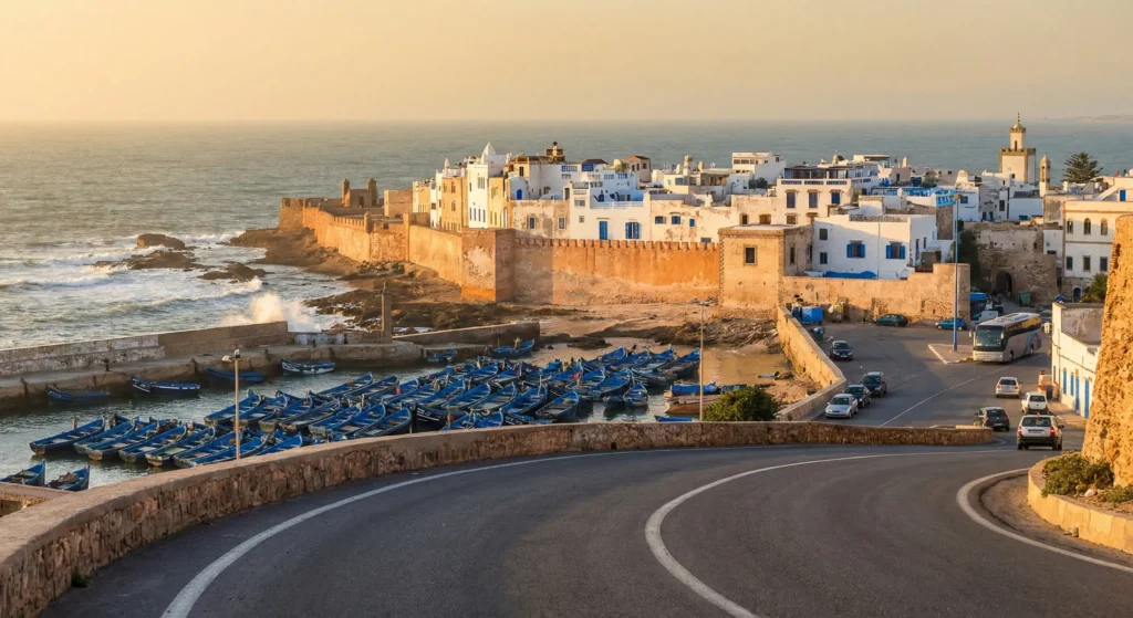 Essaouira Morocco UNESCO medina reached by coastal drive from Agadir airport car rental