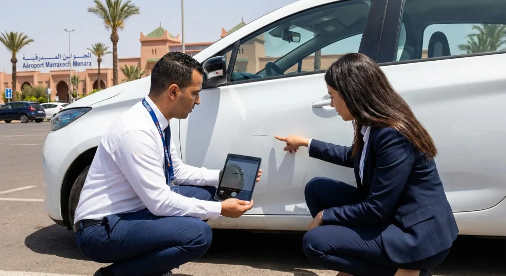 Transparent vehicle damage inspection for budget Agadir airport car rental avoiding hidden fees