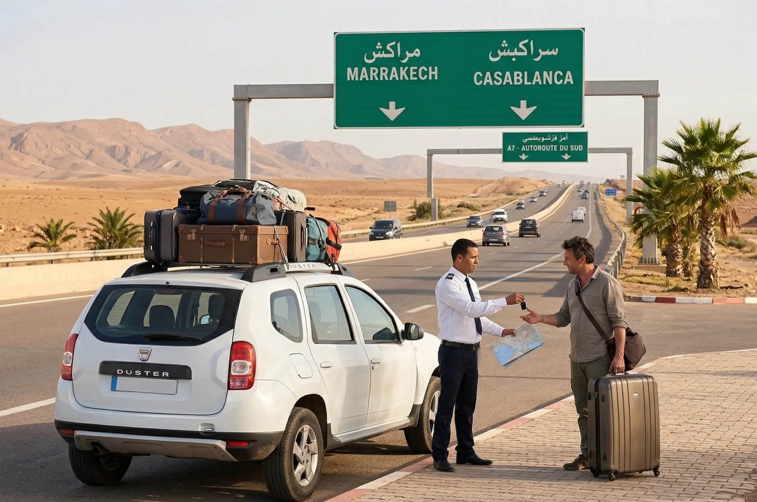 Agadir airport one-way car rental Marrakech Casablanca drop-off fees comparison